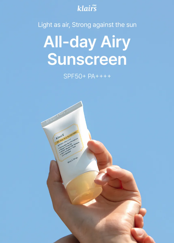 Dear, Klairs - All day Airy suncreen - Crema solare ariosa per tutto il giorno