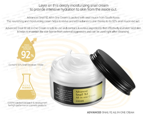 COSRX - Advanced Snail 92 All In One Creme - Crema Multifunzione alla Bava di Lumaca