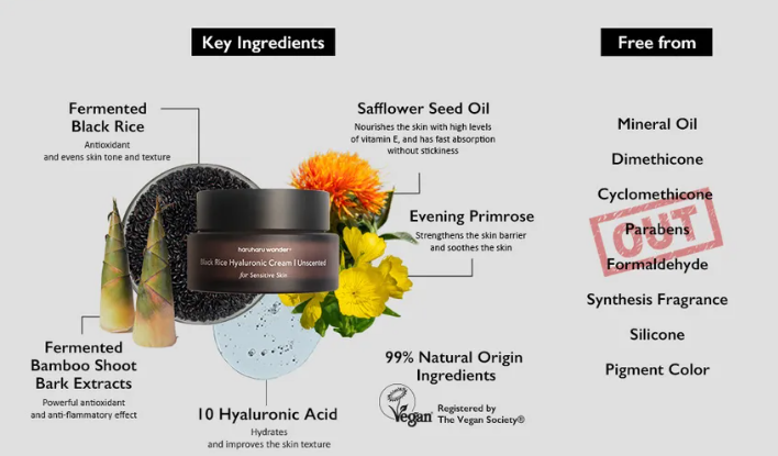 haruharu wonder - Black Rice 10 Hyaluronic Cream Unscented - Crema Viso Senza Fragranze