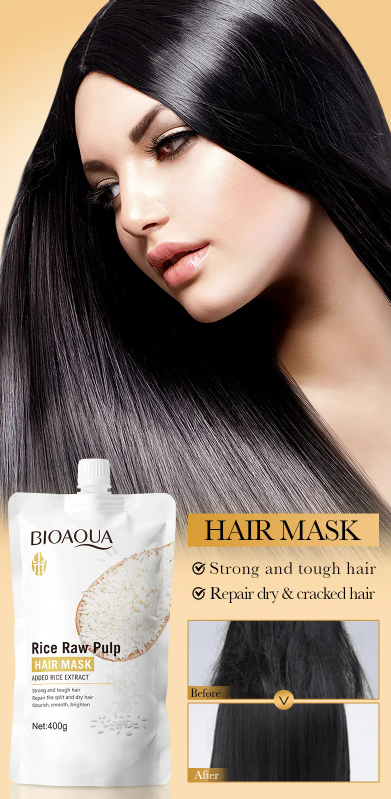 BIOAQUA - Maschera per capelli alla polpa di riso grezza
