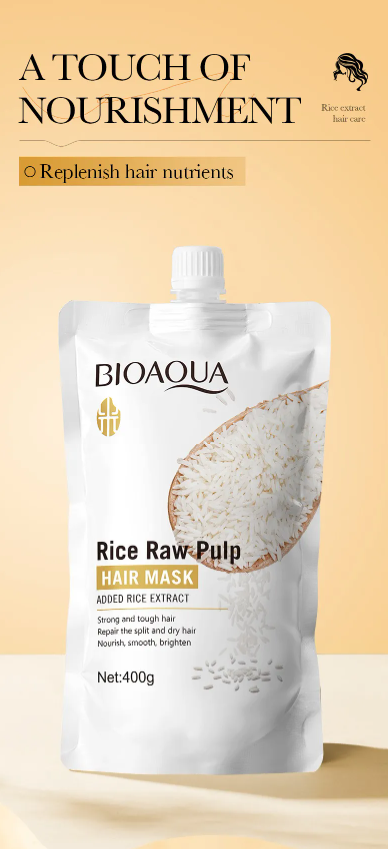 BIOAQUA - Maschera per capelli alla polpa di riso grezza