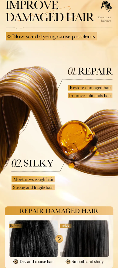 BIOAQUA - Maschera per capelli alla polpa di riso grezza