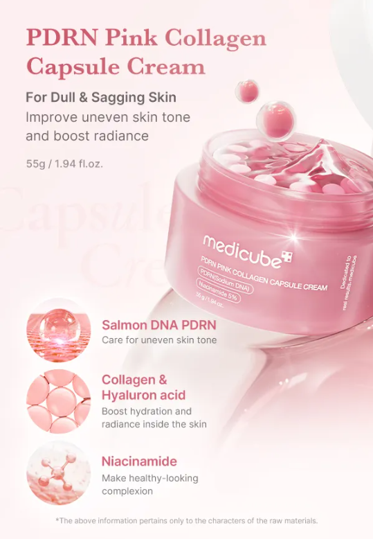 medicube - PDRN Pink Collagen Capsule Cream - Crema con capsule di collagene
