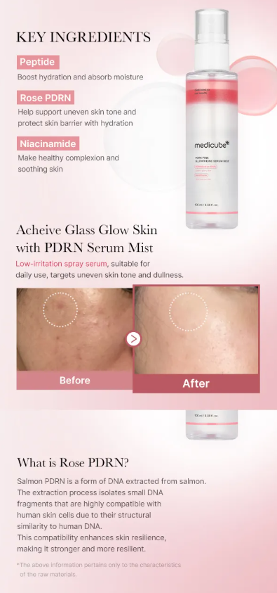 medicube - PDRN Pink Glutathione Serum Mist - Siero Viso Idratante Spray