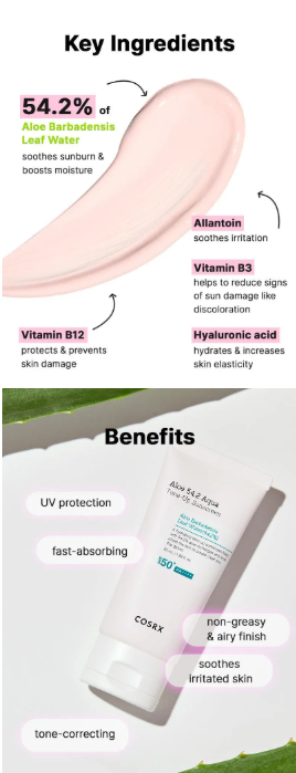 COSRX - Aloe 54.2 Aqua Tone-Up Sunscreen - Protezione Solare Uniformante