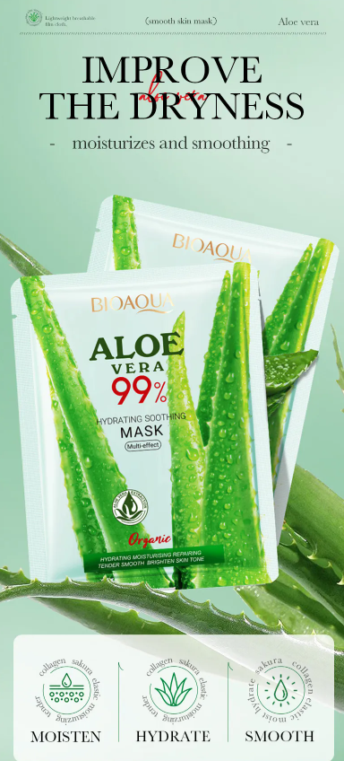 BIOAQUA - Maschera viso idratante e lenitiva all'aloe vera