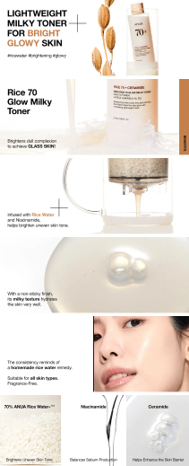 Anua - Rice 70 Glow Milky Toner - Tonico Viso