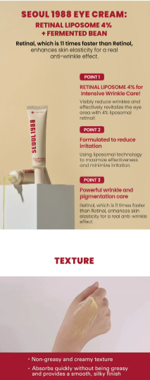 KSECRET - SEOUL 1988 Eye Cream: Retinal Liposome 4% + Fermented Bean - Crema Contorno Occhi