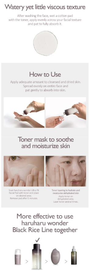 haruharu wonder - Black Rice Hyaluronic Toner Fragrance Free - Tonico Viso Riso Nero e Acido Ialuronico Senza Fragranza