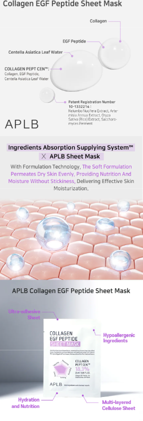 APLB – Masque en Tissu au Collagène et Peptide EGF