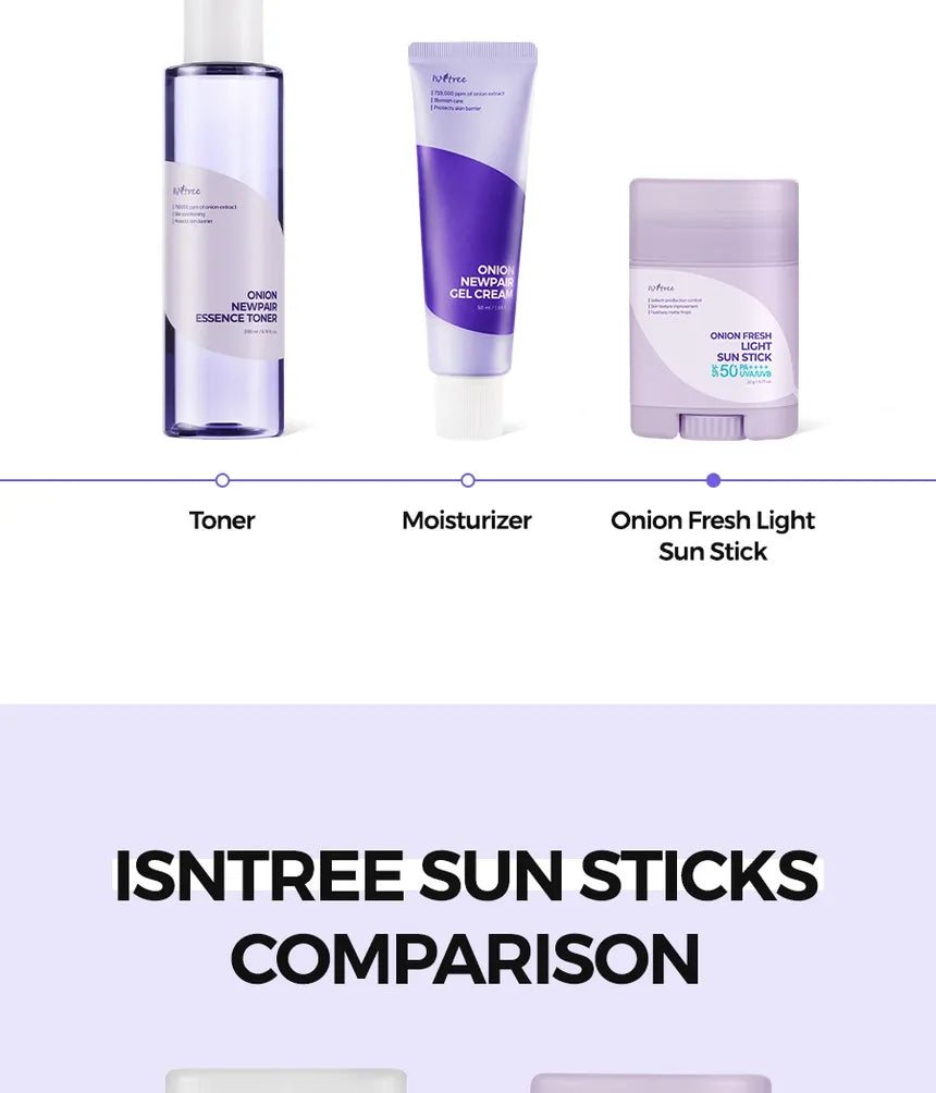 Isntree - Onion Fresh Light Sun Stick - Stick Solare Anti-Imperfezioni Lenitivo