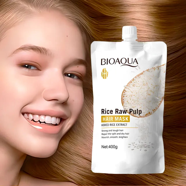 BIOAQUA - Maschera per capelli alla polpa di riso grezza